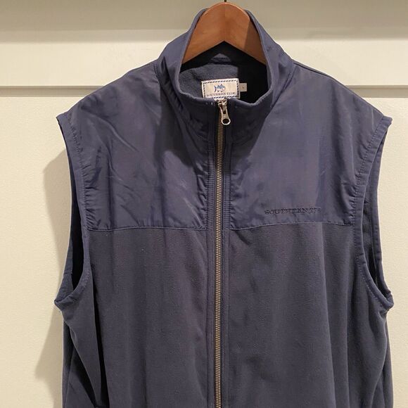 Southern Tide Vest Mens Large Navy Blue Full Zip Navigational Fleece Logo Preppy - Picture 1 of 13